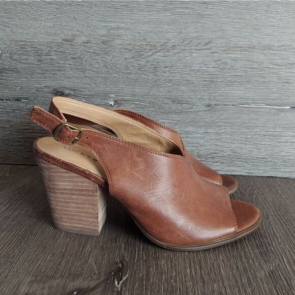 NEW LUCKY BRAND Ovrandie PeepToe Slingback Heels Size 8.5 - Picture 1 of 9